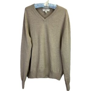 Fairway & Greene Italian Merino Wool Men’s V-Neck Beige Long Sleeve Golf…